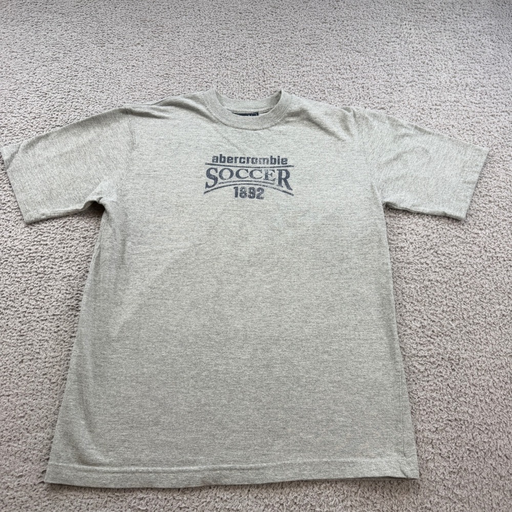Vintage Abercrombie Soccer T-Shirt Mens Large Gray Y2K 90s Brazil Graphic Tee